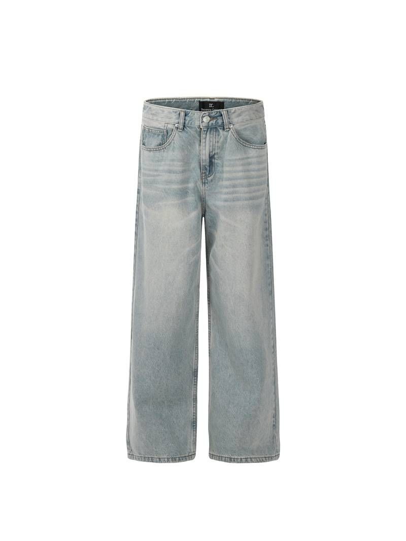 Men's Clothing Casual Washed Straight Jeans High End Retro Pants_mkmklike.com