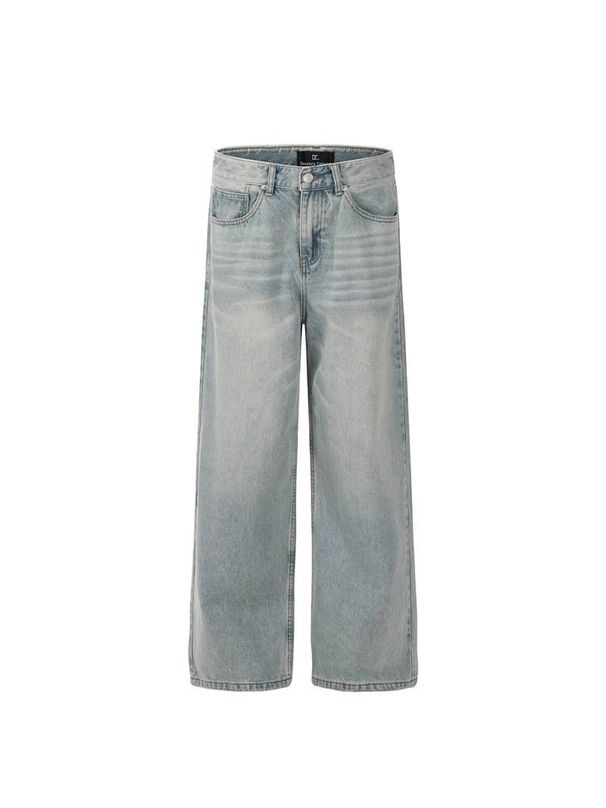 Men's Clothing Casual Washed Straight Jeans High End Retro Pants_mkmklike.com