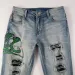 Men's Jeans Light Blue Embroidered Snake Patchwork High Street Stretch Distressed Slim Fit Ripped Men_mkmklike.com