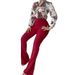 Women's Clothing casual suit printed stand-up collar long sleeve shirt top wide-leg pants two-piece set_mkmklike.com
