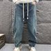 Men's High Street Wide Leg Curved Jeans Trendy Washed Retro Style American Brand New Straight Loose Fit 13_mkmklike.com