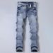 Fashionable Men's Jeans, Elastic Light Colored Casual Calf Pants, Retro Washed Slim Fit Men's Pants, Suitable For Daily Wear In All Seasons_mkmklike.com