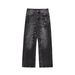Men's Clothing High End Lightning Crack Washed Old Design Jeans Retro Loose Casual Trousers_mkmklike.com