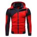 Men's Clothing Personalized Colorblock Double Zipper Hooded Cardigan Slim Sweater_mkmklike.com
