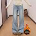 Women's High-Waisted Flared Jeans With Rhinestone & Floral Embroidery – Cozy Fleece-Lined Winter Pants Stretchy Straight-Leg Denim (S-2xl, Light Wash)_mkmklike.com