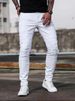 Classic Slim Fit Stretch Jeans Straight Leg Casual Men's Clothing White Stylish_mkmklike.com