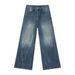 Men's Clothing Men's Retro Washed Jeans - American Style Lightning Pattern Loose Fit Denim Pants_mkmklike.com