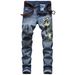 Men’s 3D Printed Stretch Jeans – Slim Fit Denim Pants With Artistic Patterns, Mid-Rise Straight Leg (28-42, Streetwear Ready)_mkmklike.com