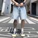 Men's Washed Ripped Denim Shorts Trendy Brand Casual Loose Straight Leg Five Point Pants Summer_mkmklike.com
