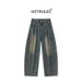 "Vintage Washed Drop-Crotch Men's Jeans – 90s Baggy Denim Pants With Low-Crotch & Distressed Finish (Streetwear, Hip-Hop Style)"_mkmklike.com