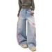 Women's Retro Hip Hop Floral Embroidered Jeans Trendy Distressed Street Style Personalized Washed Denim_mkmklike.com