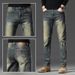 Men's Clothing High End Retro Distressed Jeans For Men Spring New Slim Straight Trend All Match Large Size Trousers_mkmklike.com