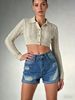 K New Hole Breaking Trendy Casual Three Part Pants For Women's Jeans_mkmklike.com