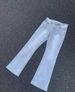 Cement Gray Stretch Flared Jeans – Cleanfit High Street Washed Distressed Denim For Men & Women – Vintage-Inspired Straight Leg_mkmklike.com
