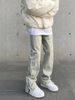 Men's Clothing High Street Style Vibe Retro Washed Distressed Vintage Washed High Street Vibe Men's Straight Leg Jeans With Zip Slit & Mud Dye_mkmklike.com