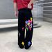 Men's Streetwear Cross Embroidery Denim Jeans - Relaxed Straight Leg Boyfriend Pants For Couples Street Style_mkmklike.com
