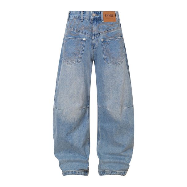 Scimitar Jeans Unique Niche Design Sense Reverse Wear Inverted Workwear Long Men's Trendy Loose Wide-Leg Sickle Pants_mkmklike.com