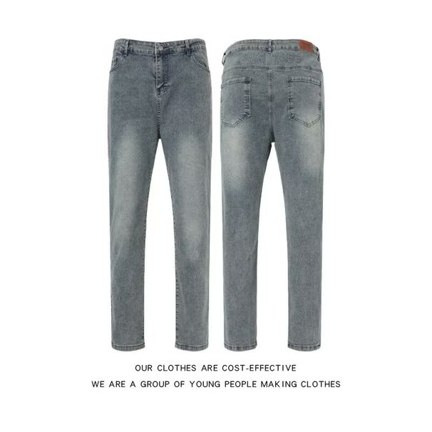 New 2025 Style Men's Washed Vintage Slim Fit Jeans Spring/Summer Casual Comfortable mid Waist Long Pants Softener Non-Stretch_mkmklike.com