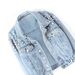 Women's Pearl Rhinestone Denim Jacket Light Blue Washed Distressed Loose Fit Y2K Style_mkmklike.com