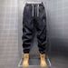 Men's Baggy Cargo Jogger Pants Retro Washed Cotton-Blend Drop Crotch Casual Trousers With Adjustable Drawstring & Tapered Cuffs_mkmklike.com