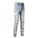 0 Hoarding And Delivery High Street PU White Star Trend Jeans Craft Elastic Slim Small Feet Fashion Casual 690_mkmklike.com