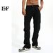EF JEANS | 2023 Four Seasons American Vibe Multi-Pocket Design Dark Solid Color Straight Jeans Tide_mkmklike.com