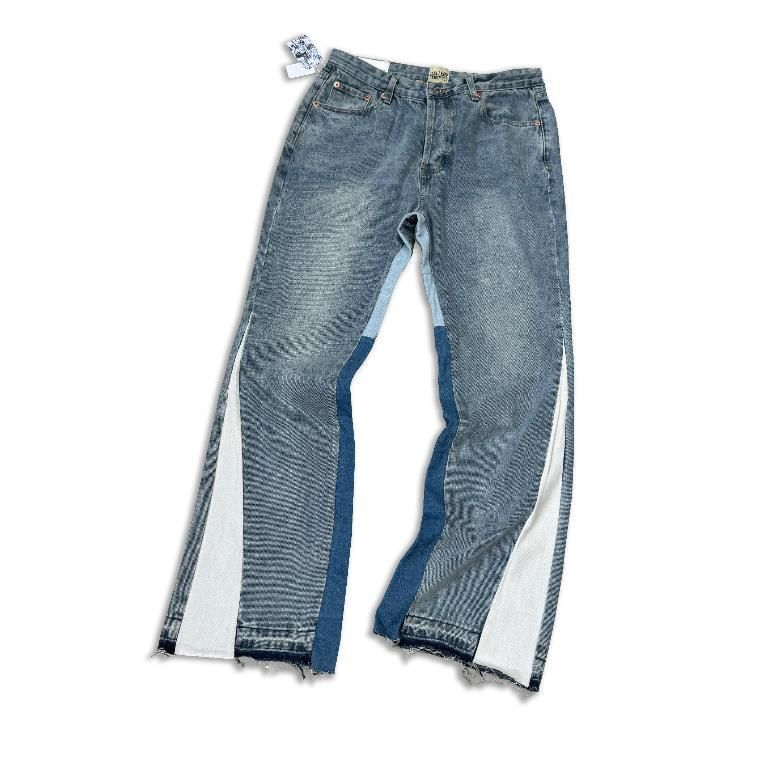 Women's Clothing Denim Splicing Flared Pants Washed Distressed Splicing Jeans For Men And Women_mkmklike.com