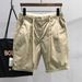 Men's Clothing Loose Casual Khaki Outer Wear Elastic Waist Stretch Denim Shorts_mkmklike.com