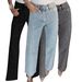 Women's High-Waisted Straight-Leg Rhinestone Jeans – Stretch Denim Pants For A Glam Look (Light Blue/Black/Charcoal/Navy/Brown/Gray, S-XXXL)_mkmklike.com