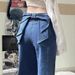 Women's Clothing Design High Waist Bow Straight Jeans Early Spring Temperament Slim Loose Wide Leg Long Pants_mkmklike.com