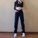 Black Slim-fit Straight-leg Jeans For Women, 2025 Spring New Style, High-waisted, Trendy, Loose Wide-leg, Elegant_mkmklike.com
