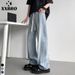 XXBRO Men's Summer Lyocell Blend Relaxed-Fit Jeans – Lightweight Breathable Straight-Leg Pants With Elastic Waist & Contrast Panels (M-3XL, Mid-Rise)_mkmklike.com
