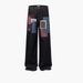 Men's Clothing Plaid Patch Patchwork Straight Jeans Retro Red Stitching Loose_mkmklike.com