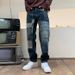 Men's Clothing Summer Fashion Motorcycle Jeans Fashion Stitching Retro Slim Fit Small Straight Elastic Long Pants_mkmklike.com