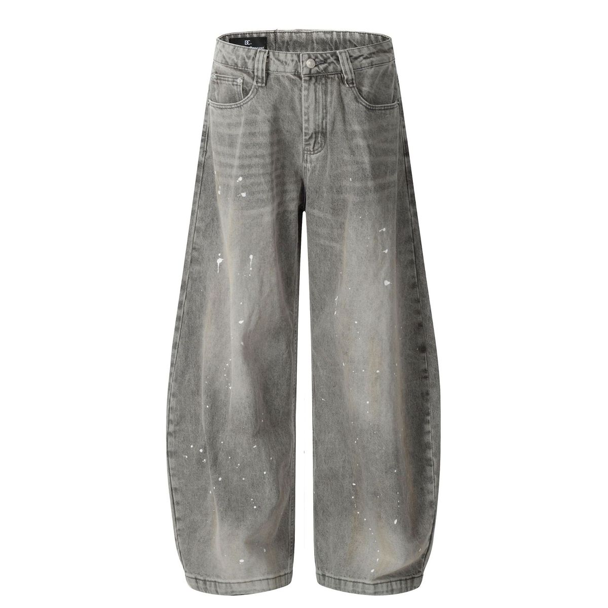 Men's Clothing New American High Street Retro Inkjet Wash Scimitar Jeans Vibe Wide Leg Trousers_mkmklike.com