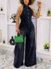 K New Collar Hanging Neck Single Breasted Backless Denim Jumpsuit For Women_mkmklike.com