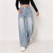 Cross-border Loose-fitting High-waisted Slimming Trendy Smx Women's Jeans In Dark Blue, Versatile For And_mkmklike.com