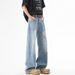 LKTM Men's Light Blue Washed Whiskered Jeans American Style Cleanfit Straight Leg Casual Loose Pants mid Waist Slight Stretch_mkmklike.com