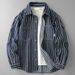 Men's Clothing Washed Striped Denim Shirt Jacket Men's Spring And Autumn Handsome Loose Casual Long Sleeved Shirt Trend_mkmklike.com