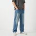 Men's Floral Washed Jeans Spring Summer New Wide Leg Straight Fit Casual Loose Trousers Versatile Retro Style_mkmklike.com