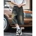 American Retro Wide-Leg Seven-Point Jeans For Men, Summer Washed Vintage Straight Mid-Length Pants, Semi-Elastic Casual_mkmklike.com