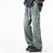 Men's Clothing Men's Spring And Autumn Loose Washed Retro High Street Straight Drawstring Overalls_mkmklike.com