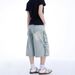Multi-Pocket Cargo Jeans For Men And Women American Style Vintage Straight-Leg Cropped Slimming Loose Pants_mkmklike.com