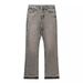 Cleanfit 507 Washed Grey Jeans – Slim Flare With Raw Hem Fringe, Retro Streetwear Vibe (S-XL, Acrylic Blend, Korean-Inspired Tailoring)_mkmklike.com