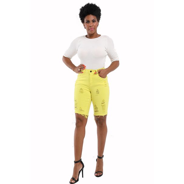 Women's Clothing Candy Color Hole Large Size Women's Jeans_mkmklike.com