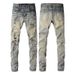 Loom European And American Style Jeans 98% Cotton + 2% Spandex High Street Graffiti Ripped Stretch Slim Fit Skinny Men's_mkmklike.com