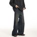 "Vintage High-Waisted Wide-Leg Jeans - Retro Straight Denim Pants For Men, Oversized 90s Streetwear With Floor-Grazing Hem, Minimalist Distressed Wash_mkmklike.com