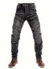Denim Men's Slim Fake Zipper Splicing Black Jeans Motorcycle Retro Locomotive Riding Denim Men's Pants_mkmklike.com