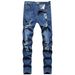 Mens Slim Fit Straight Tube Retro Hip Hop Pants Street Jeans Pants Summer Thin Pants Straight Blue Jean_mkmklike.com