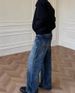 Vintage Washed Straight-Leg Jeans – Distressed Denim Pants With Honeycomb & Whisker Details (S-XXL, Blue)_mkmklike.com